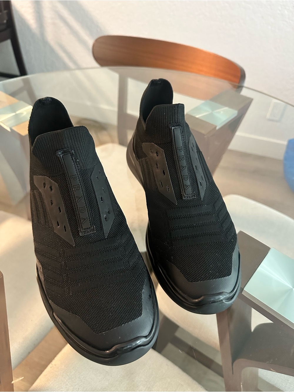 Prada Men’s Black Knit Slip-On Sneakers